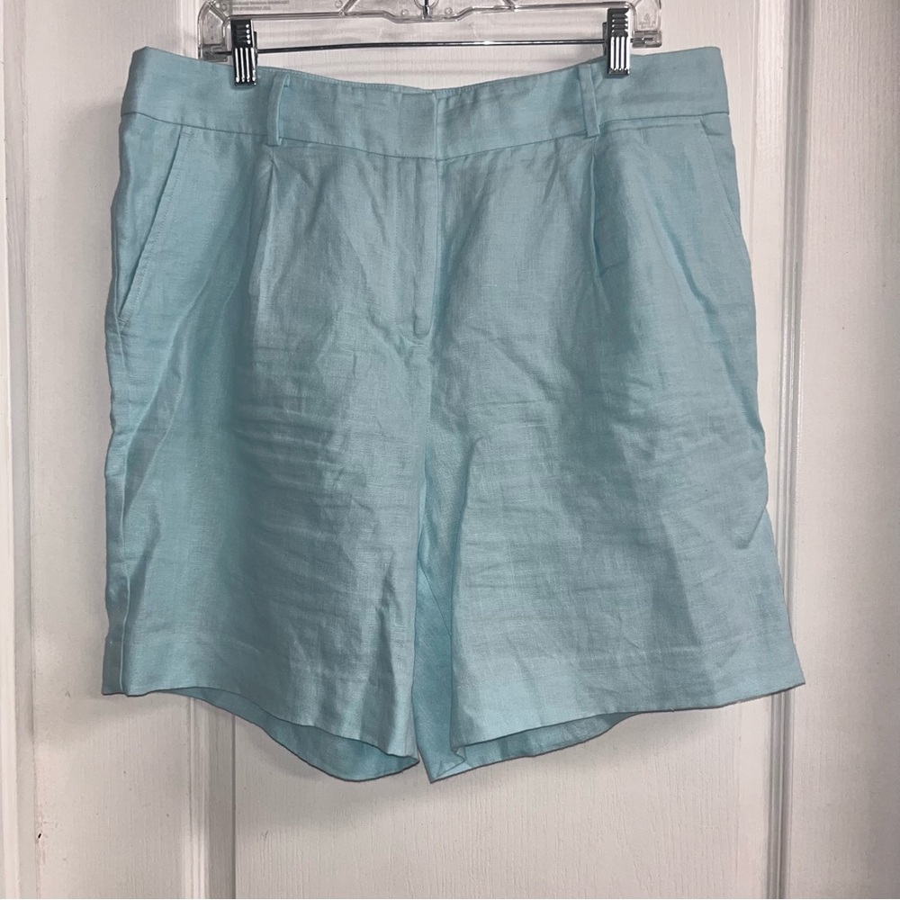 Talbots Light Aqua Linen-Blend Bermuda Shorts